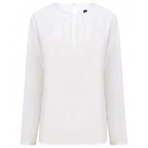 Henbury - Women's pleat front long sleeve blouse - HB598