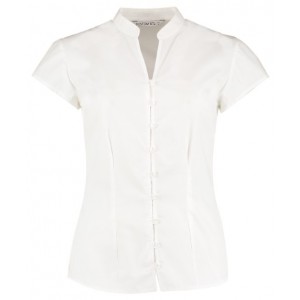 Kustom Kit - Women's continental blouse mandarin collar cap sleeve (tailored fit) - KK727