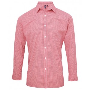 Premier - Microcheck (Gingham) long sleeve cotton shirt - PR220