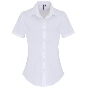Premier - Women's stretch fit cotton poplin short sleeve blouse - PR346